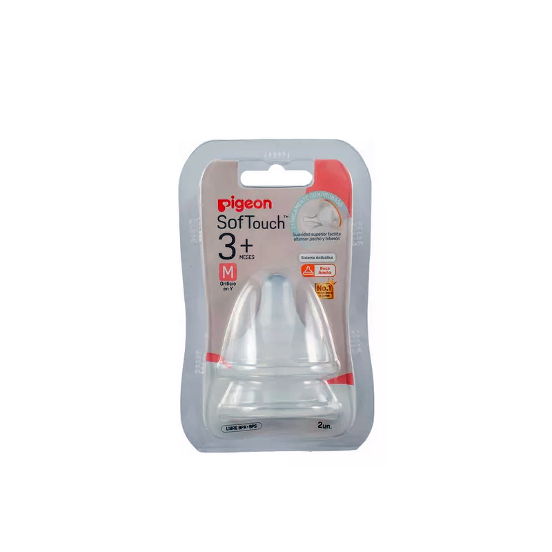 Tetinas Pegeon Softouch  3+ Boca ancha