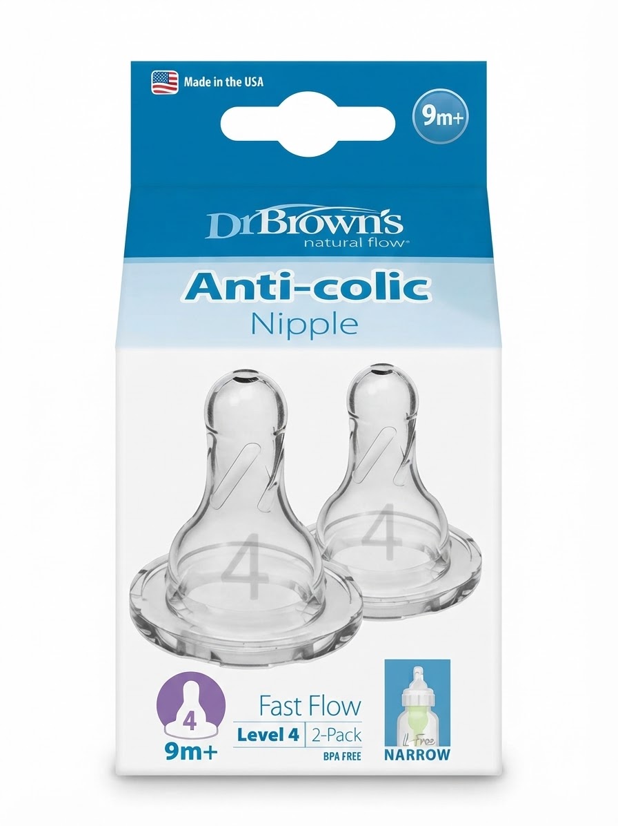 2 tetinas cuello estrecho nivel 4 Dr browns 9m +