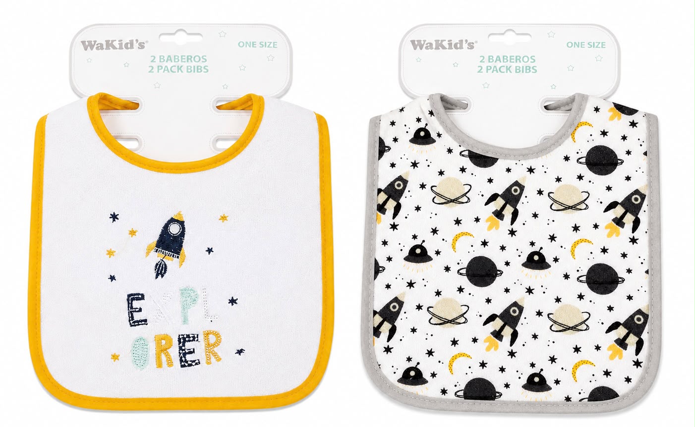 Set de 2 baberos para bebés ( Wakids)