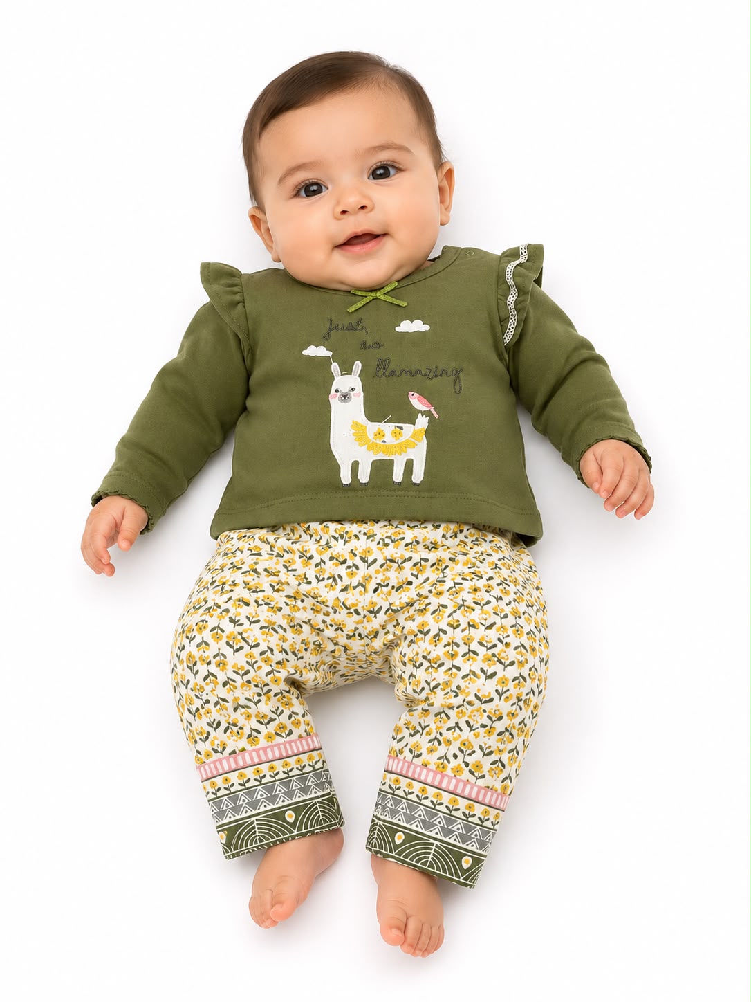 Conjunto llama verde olivo para bebé Kids land