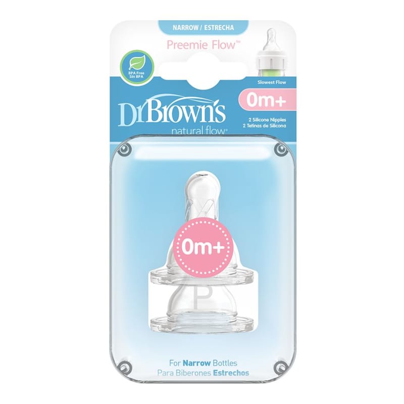 2 Tetinas cuello angosto Premie flow 0+ (Dr Brown)