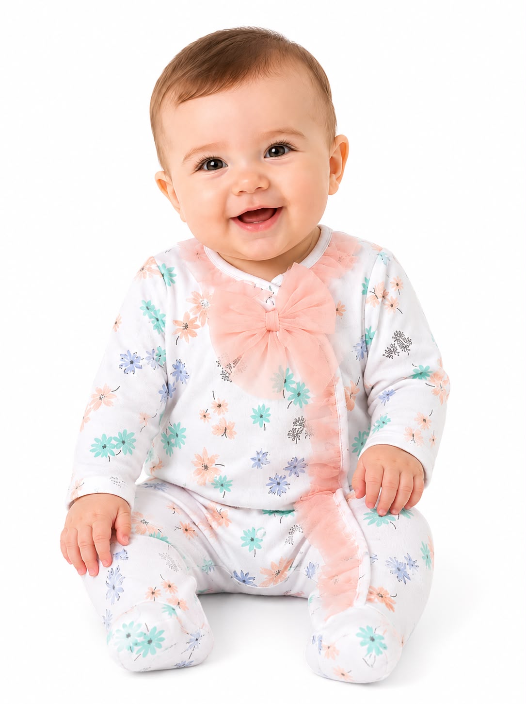 Pijama entera blanca de flores Kobytin