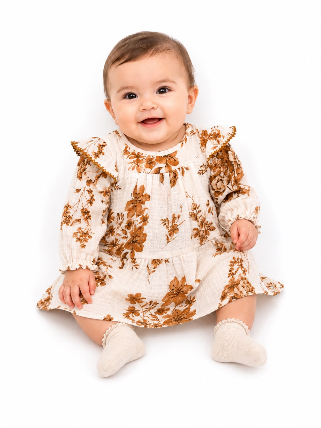 Vestido bebé flores doradas Milon