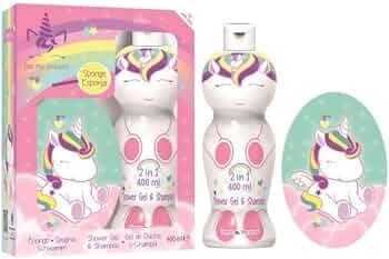 Estuche de regalo con esponja , gel de baño y Champú Unicornio  Air -val 400 ml