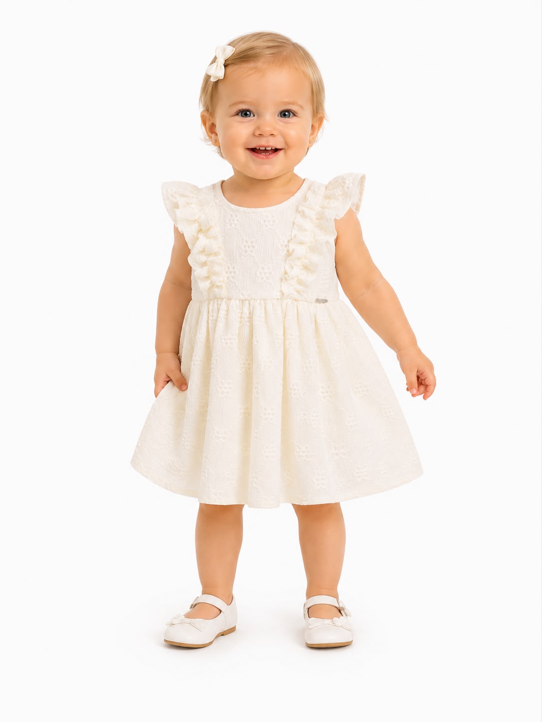 Vestido crema flores para bebé Kukie