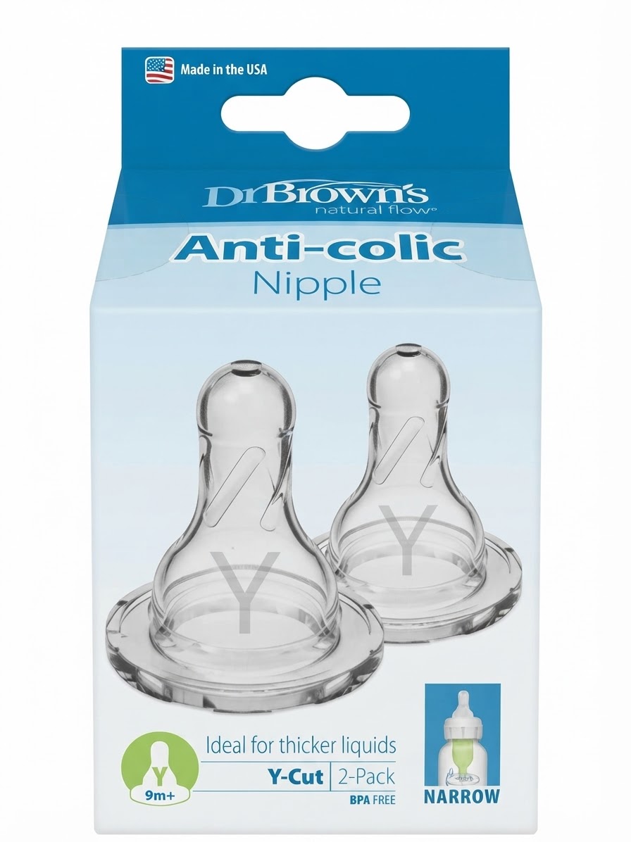 2 tetinas cuello angosto corte Y (Dr Brown) 9 m+