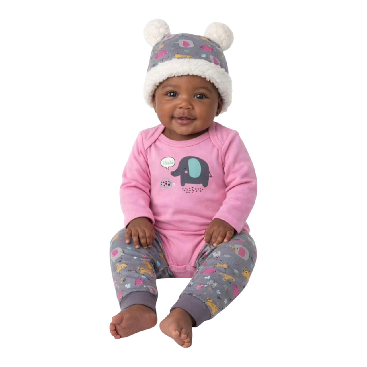 Set de 3 piezas para niña de elefante Bon blues
