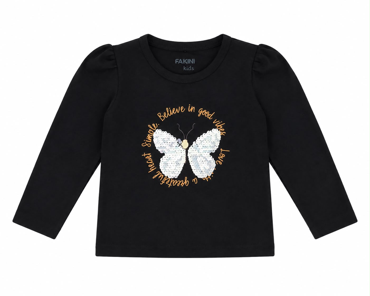 Blusa manga larga mariposa negra Fakini