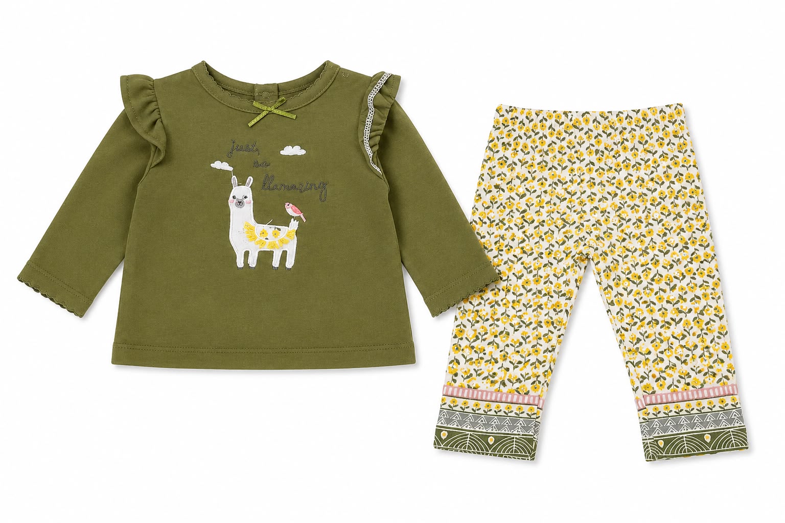 Conjunto llama verde olivo para bebé Kids land