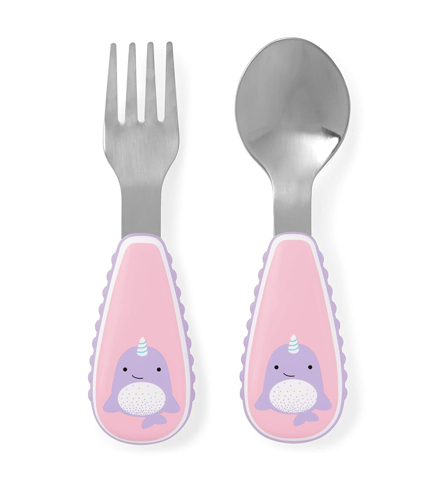 Set de tenedor y cuchara Ballena unicornio/ narval ( Skip Hop)