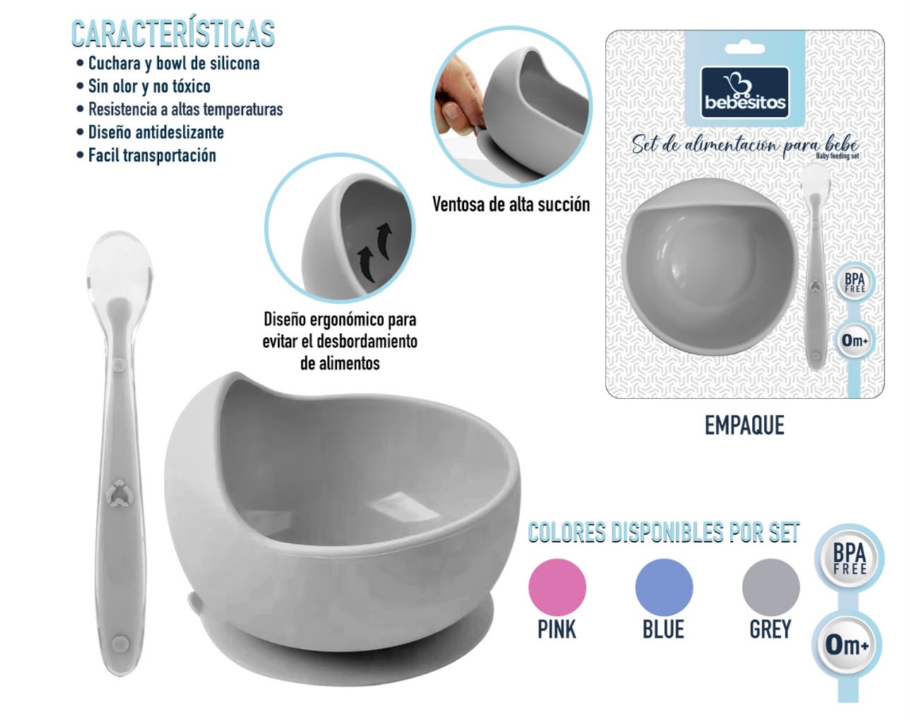 Set de alimentación para bebé ( Bebesitos) con babero