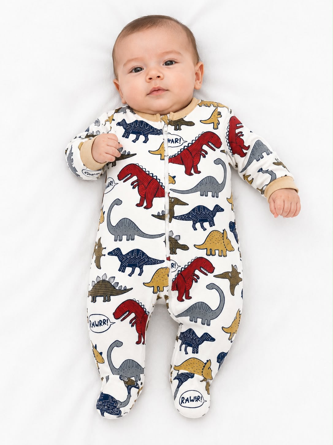 Pijama entera  Beige de dinosaurios Kids land