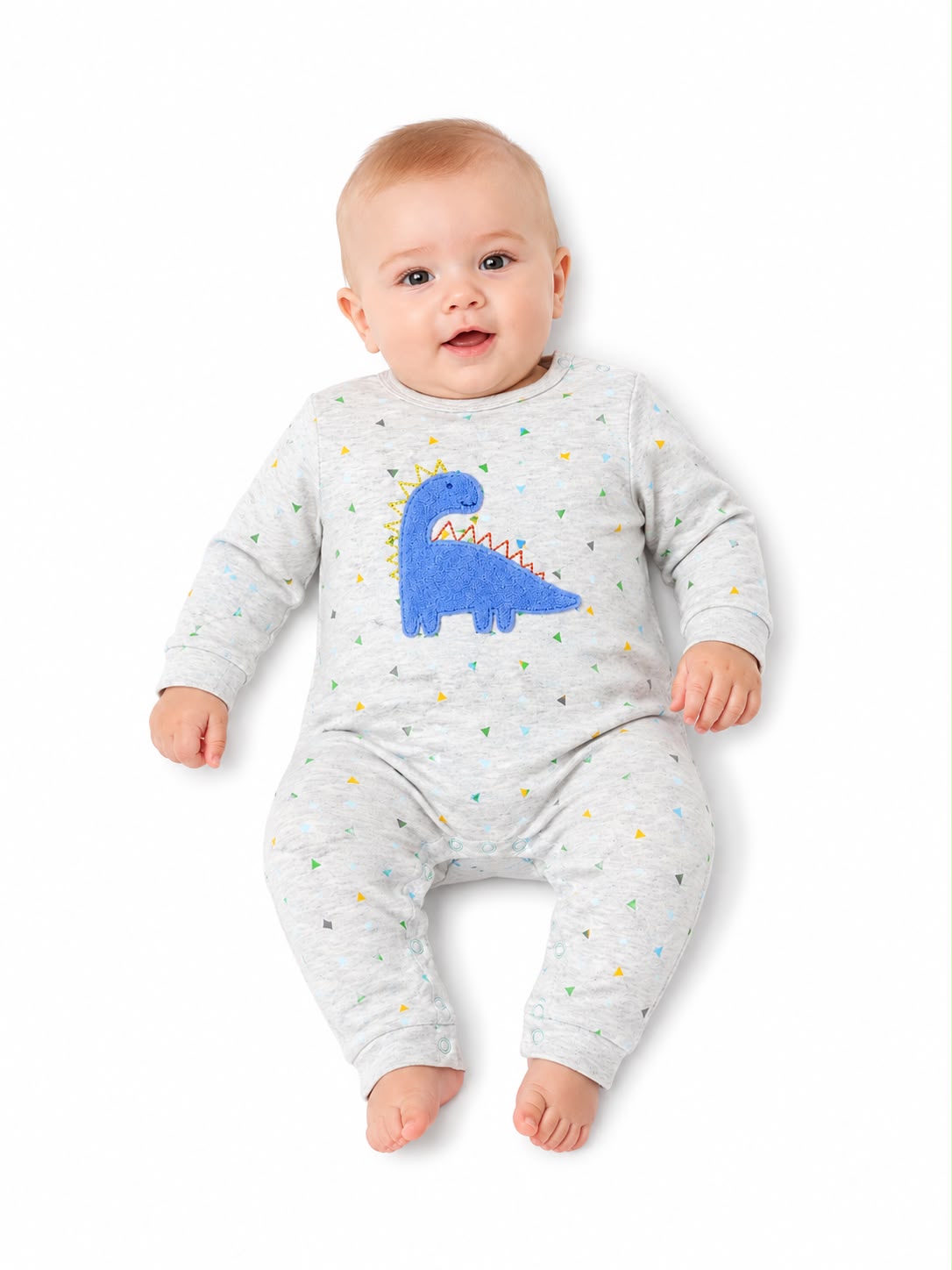 Pijama gris dinosaurio y triángulos Kids Land